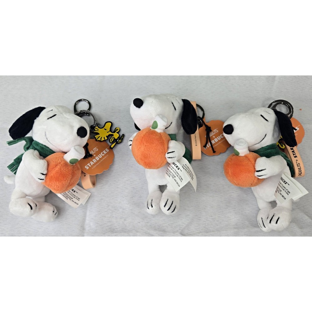 NEW Starbucks Peanuts Snoopy Pumpkin Plush Keychain Bag Charm Woodstock 2026